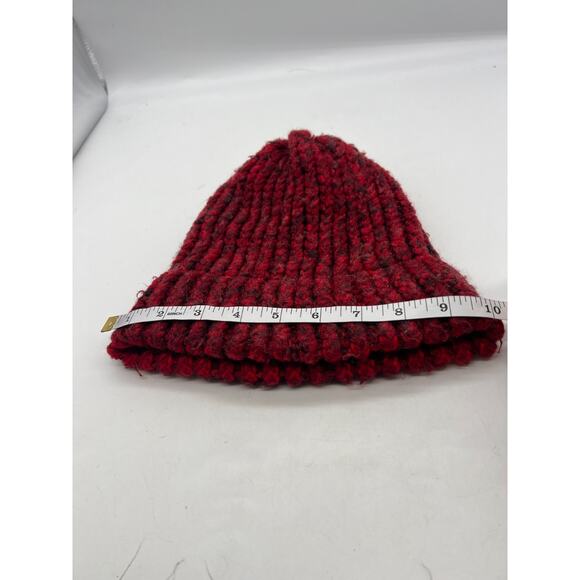 Women's woven red and black knit cap hat ski hat boho small - Picture 7 of 8